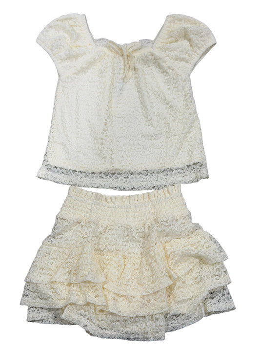 Hayden Girl Two-Piece Lace Short Set - Cream