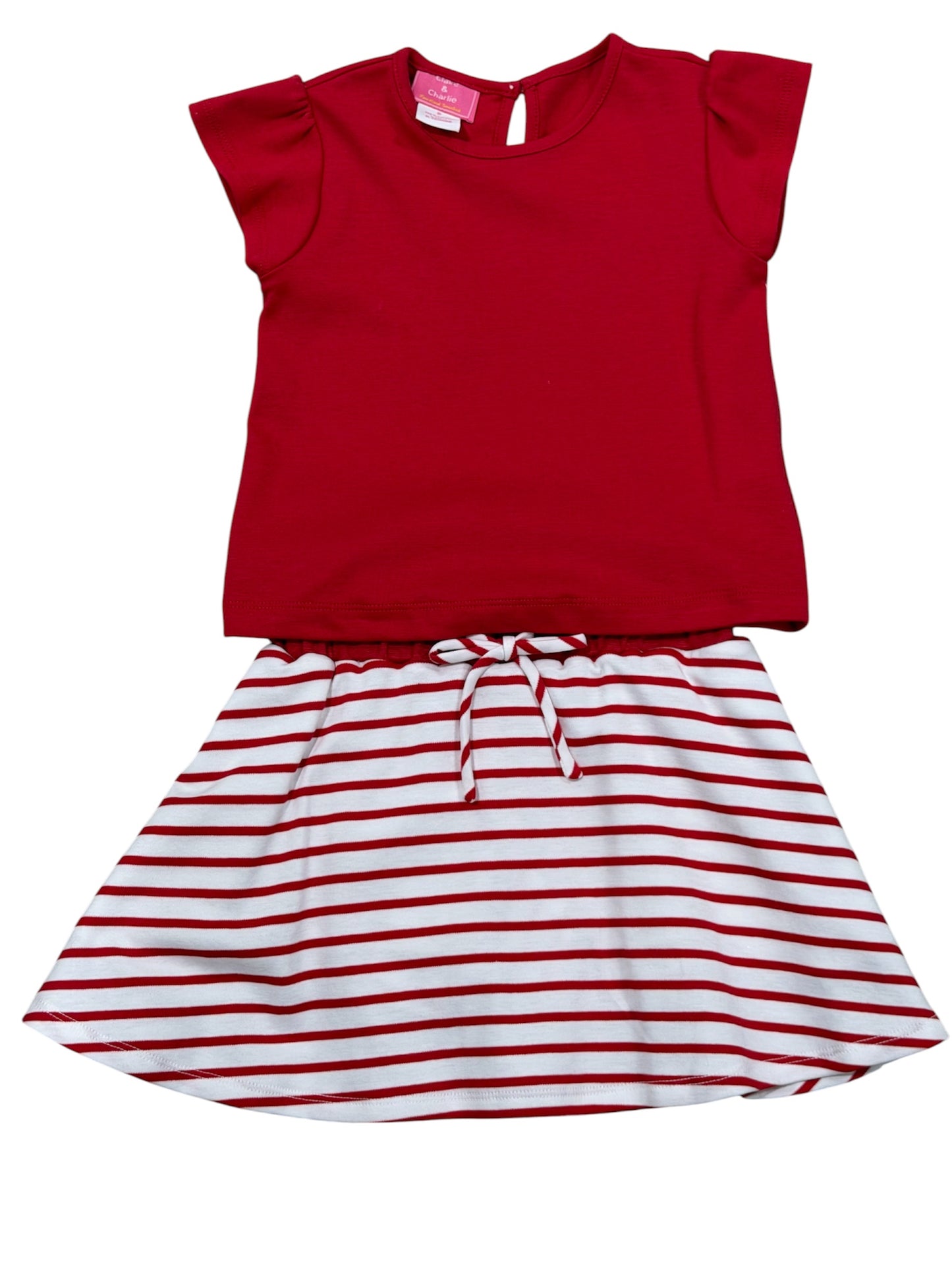 Claire & Charlie Girls Stripe Skort Set