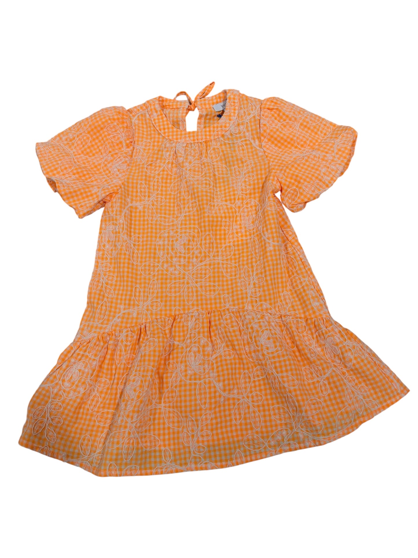 Voy Floral Embroidered Gingham Dress