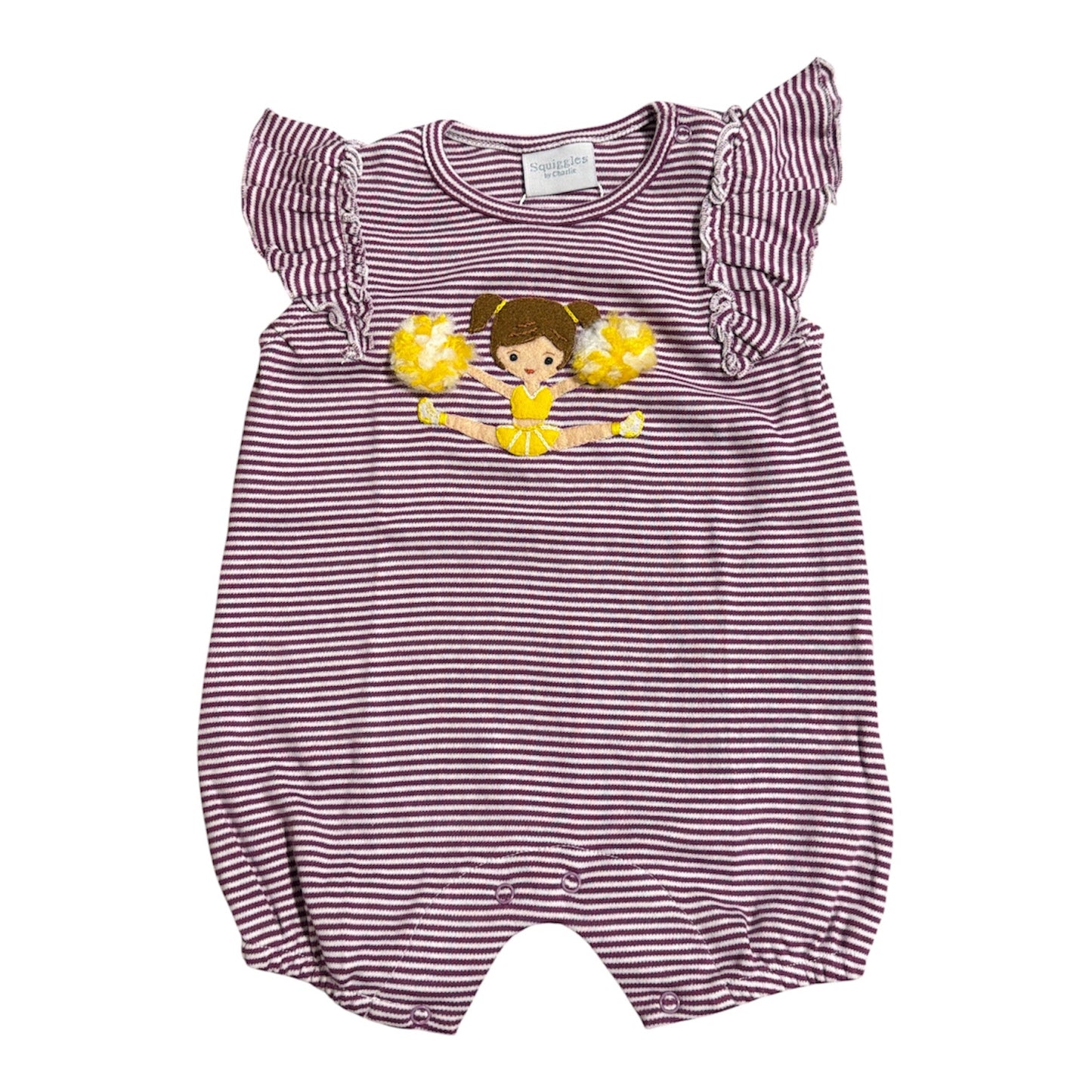 Squiggles Cheerleader Romper - Purple