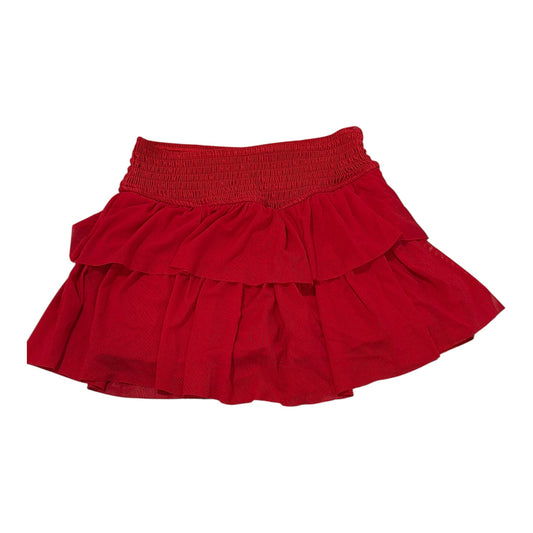 Azarhia Mesh Tiered Ruffle Skort -Red