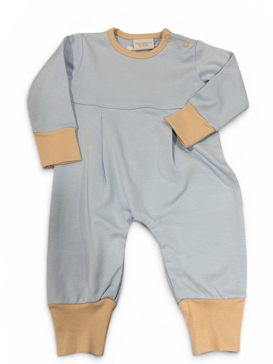 Squiggles Sky Blue Long Sleeve Coverall