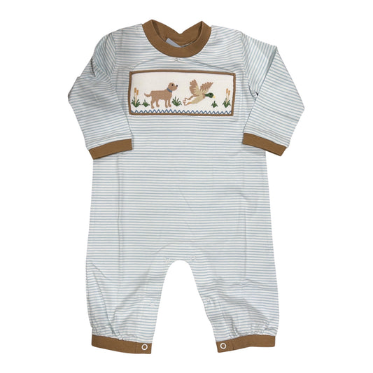 Three Sisters Duck Hunt Smocked Boys Romper