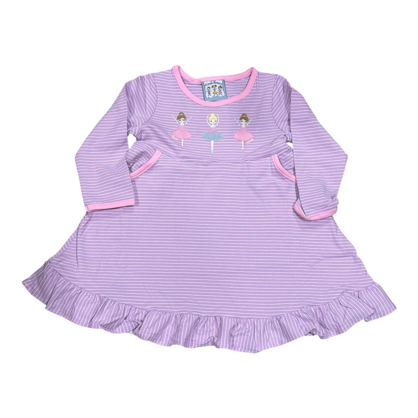 Three Sisters Ballerina Applique LS Dress