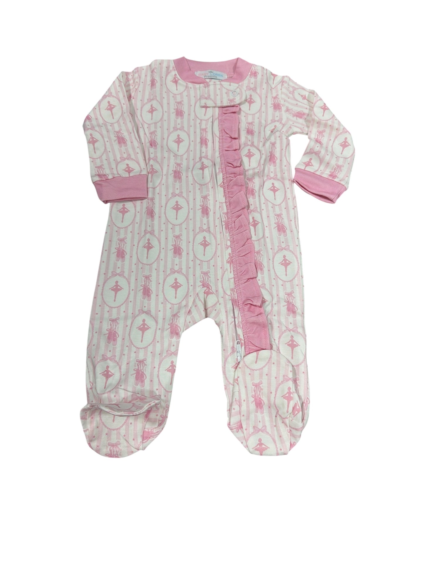 Baby Loren Pink Ballerina Pima Zipper Footie