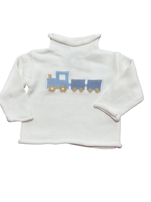 Mud Pie Train Baby Rollneck Sweater