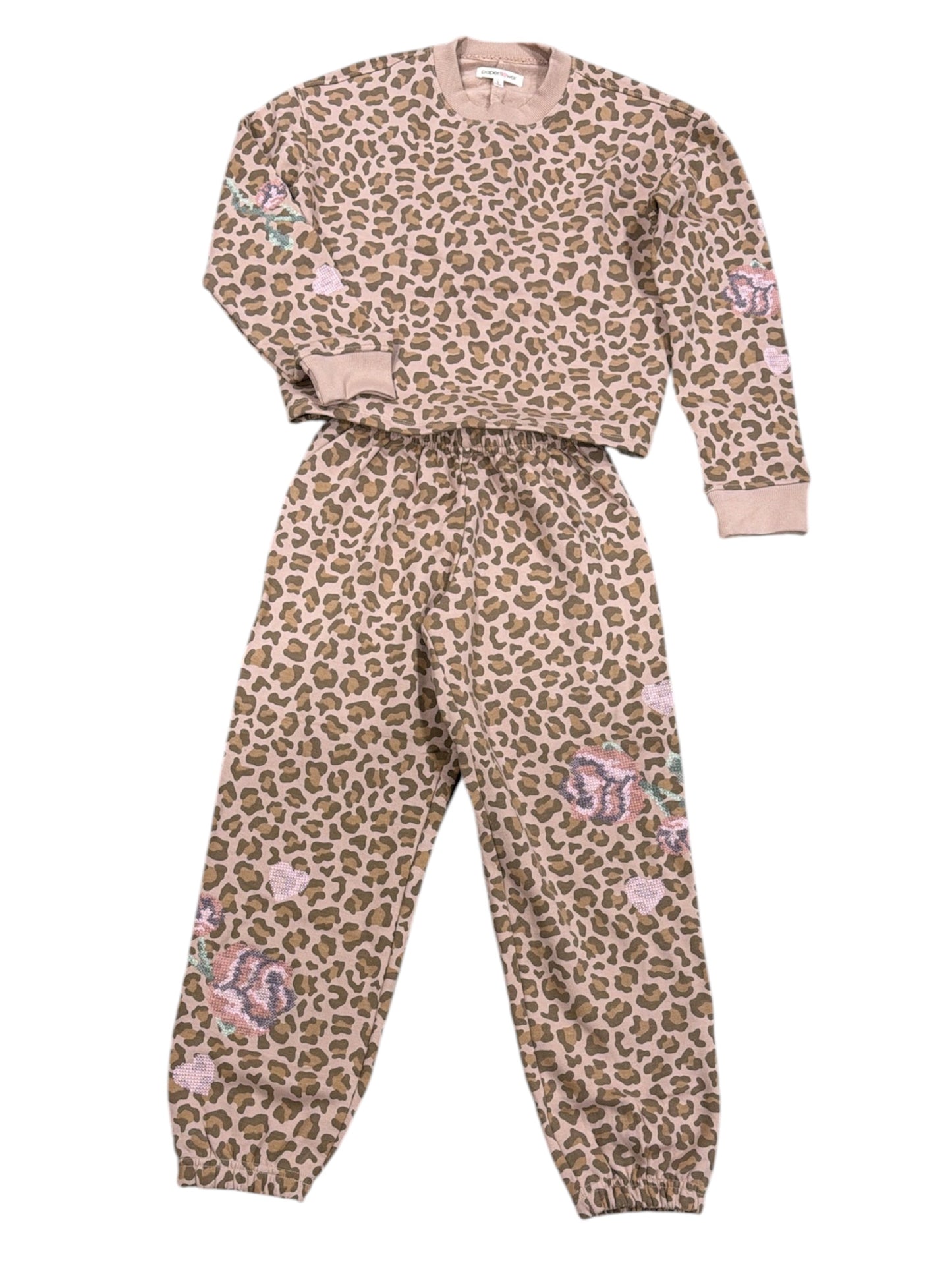 Paper Flower Animal Print Pant Set