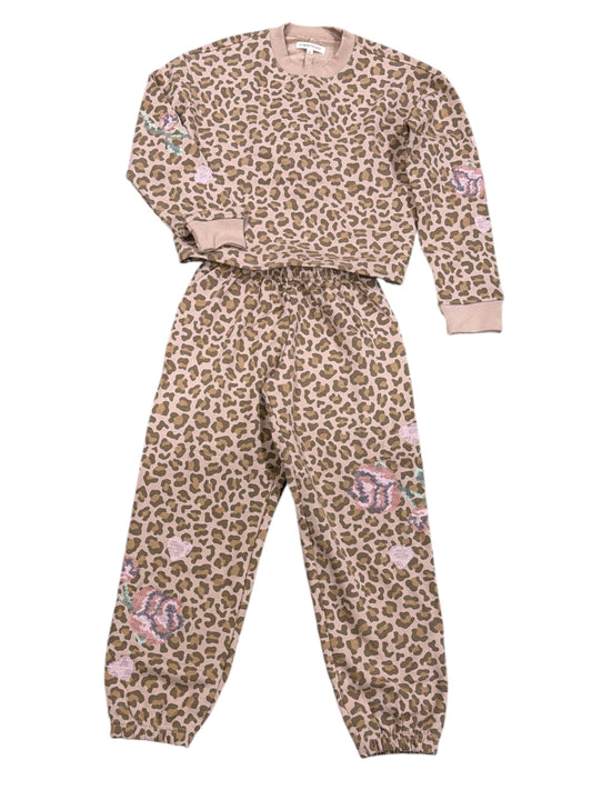 Paper Flower Animal Print Pant Set