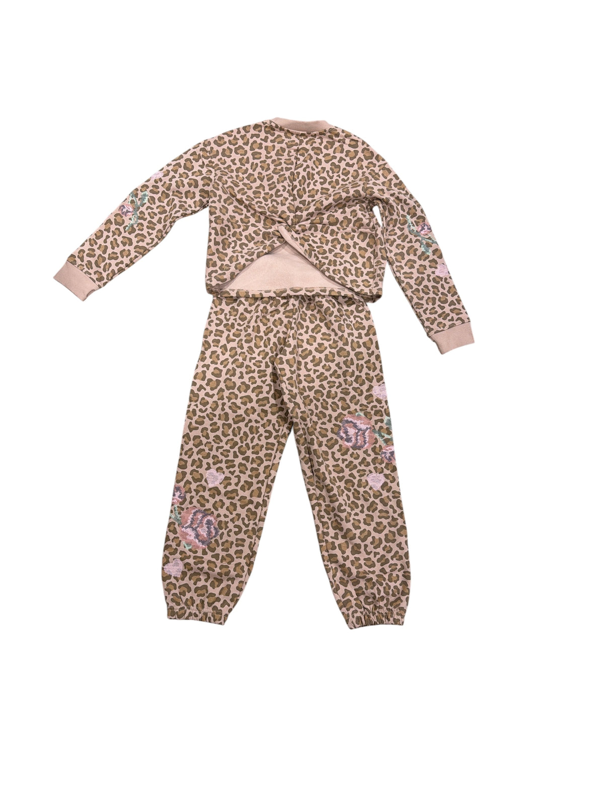 Paper Flower Animal Print Pant Set