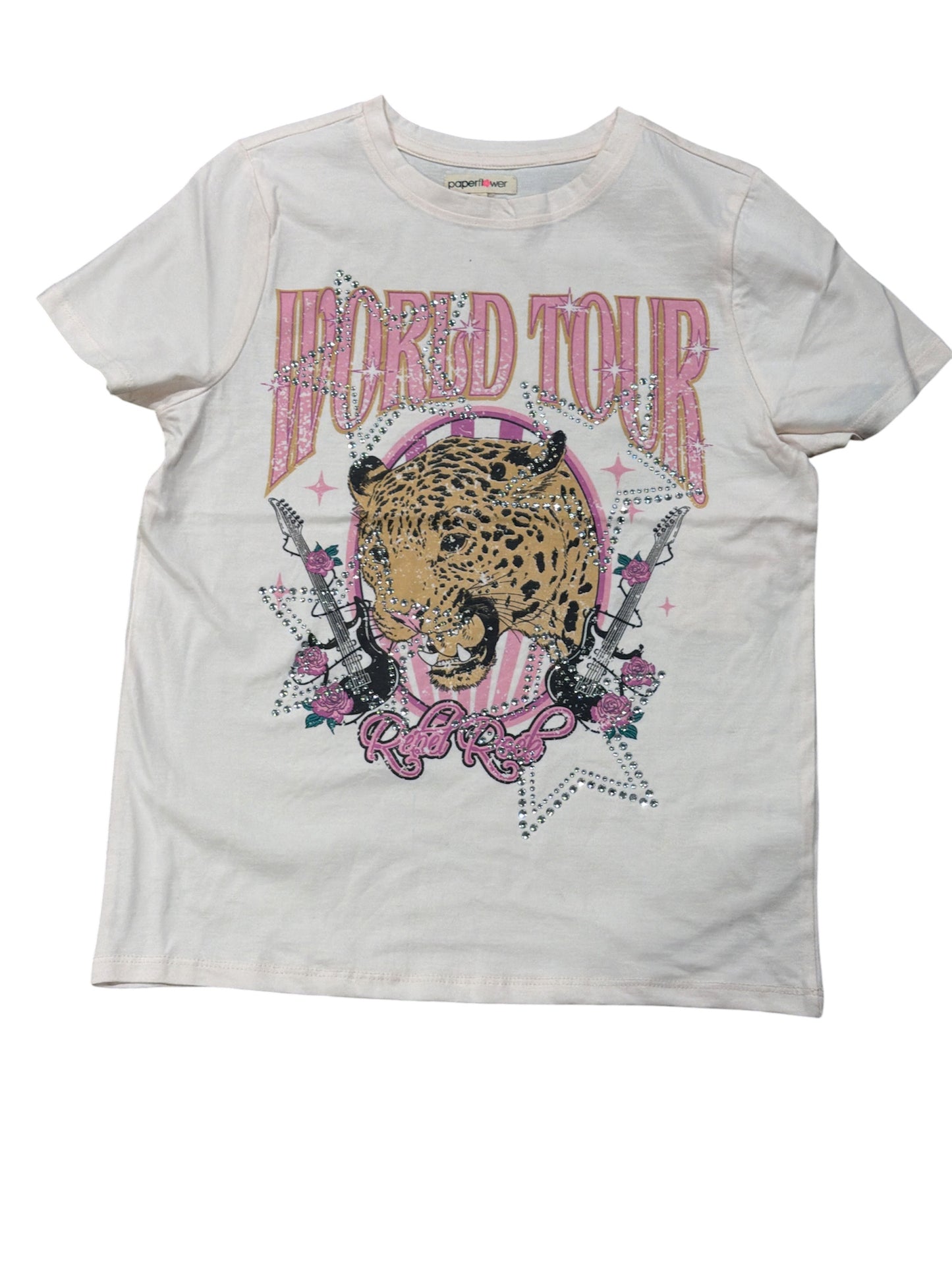 Paper Flower World Tour Leopard Rhinestones Graphic Tee