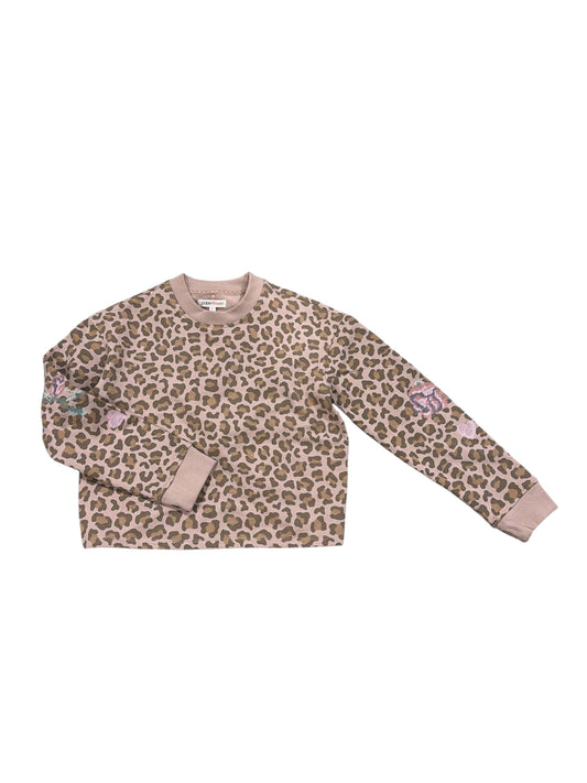 Paper Flower Animal Print Sweatshirt w/Twisted Back