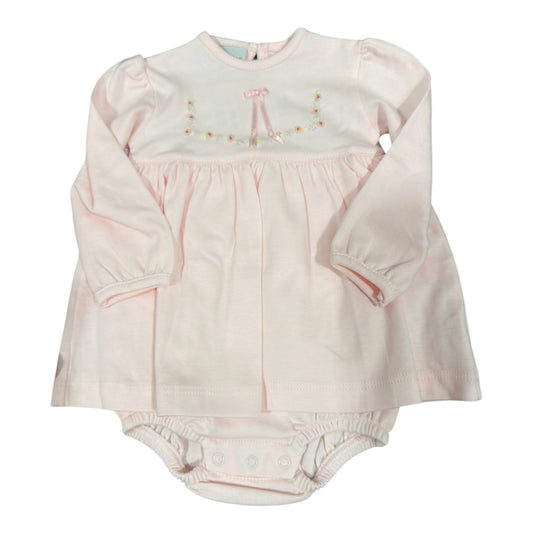 Squiggles Rococco Flowers L/S Onesie Dress - Pink