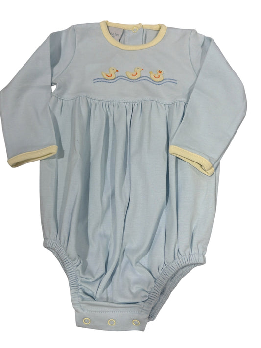 Squiggles Ducks LS Boys Deep Yoked Bubble - Lt Blue