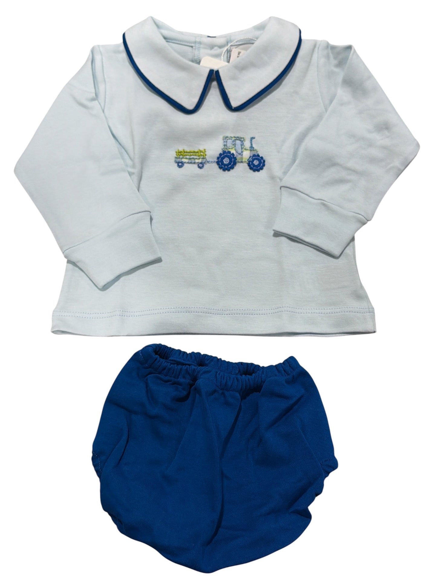 Squiggles Farm Tour Blue LS Diaper Set