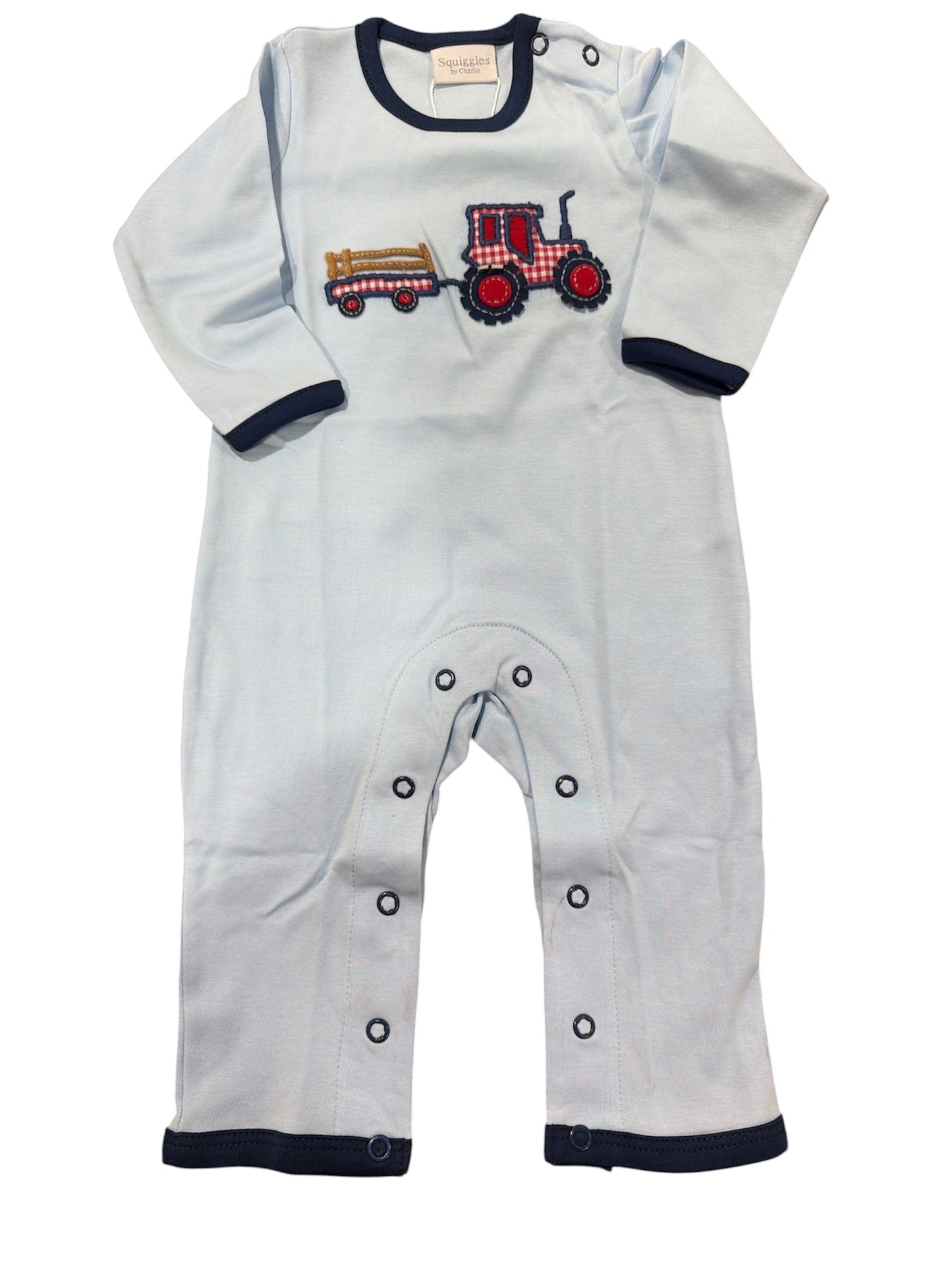 Squiggles Farm Tour Red Plaid Tractor LS Coverall