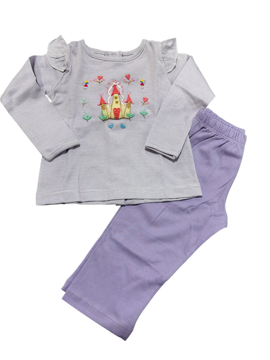 Squiggles Sweet Castle LS Tunic Pant Set - Lilac