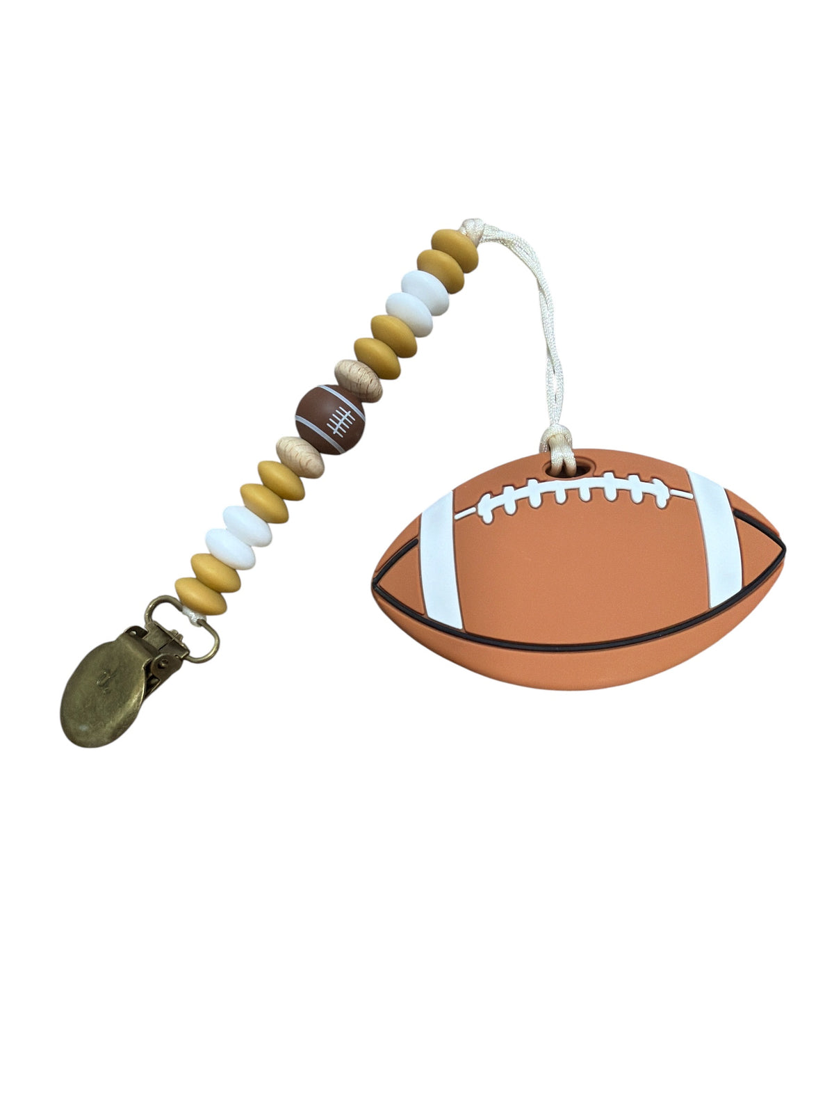 Three Hearts Teether & Clip Bundle - Football Combo