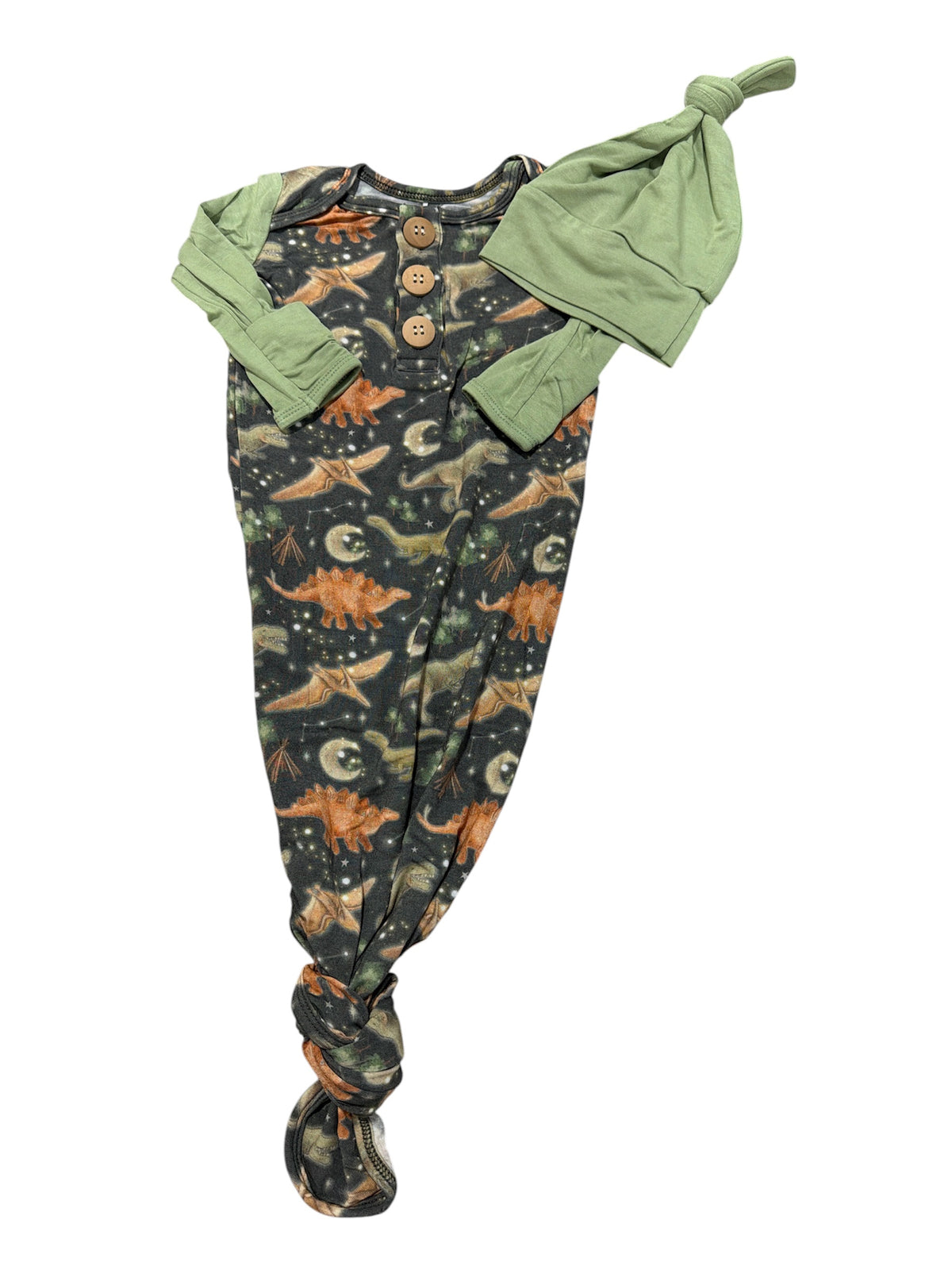 Rockin Royalty Dino Galaxy Knot Gown & Hat -NB