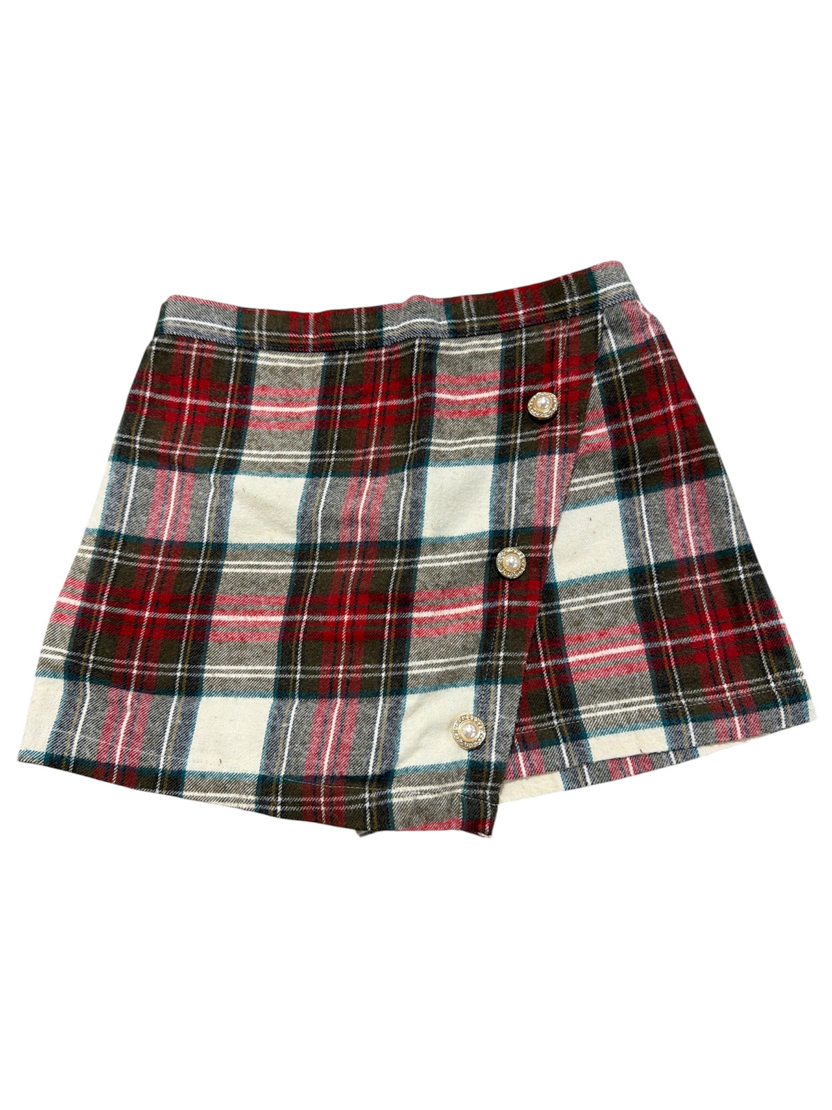 Pedal Ivory & Red Plaid Skort