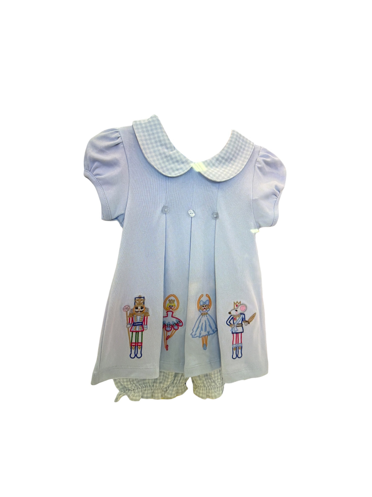 Baby Loren Blue Nutcracker Pima Scallop Collar Bloomer Set