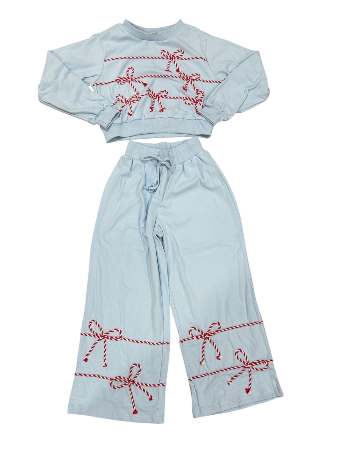 Peach Love Twist Bow Cord Detail Two Pc Set