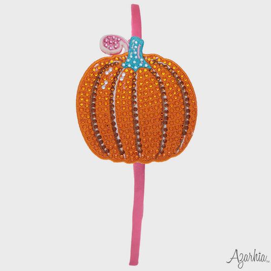 Azarhia Pumpkin Rhinestone Patch Headband