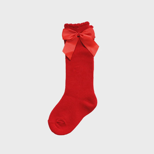 Be Girl Bow Happy Knee Socks - Red