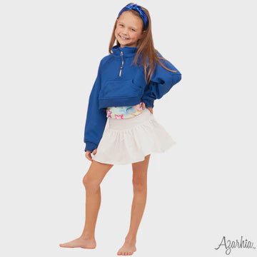 Azarhia Oversized Cropped 1/4 Zip Sweatshirt Royal Blue