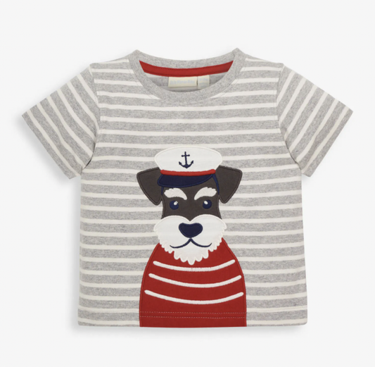 Marl Grey Nautical Dog T-Shirt
