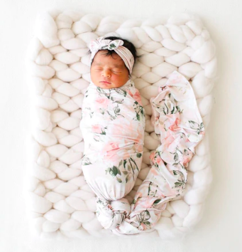 Posh Peanut Vintage Pink Rose Swaddle Headband Set