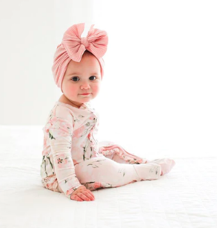 Posh Peanut Vintage Pink Rose Footie Ruffled Zippered One Piece