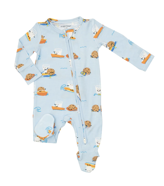 Surfs Up Milk & Cookies 2-way Zipper Footie