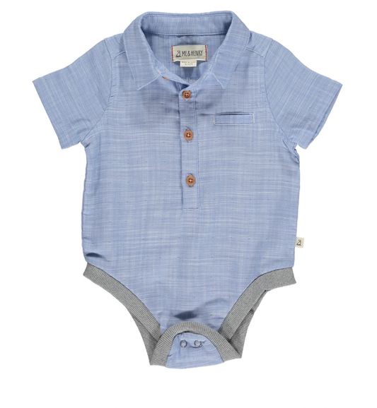 Helford Pale Chambray Woven Onesie