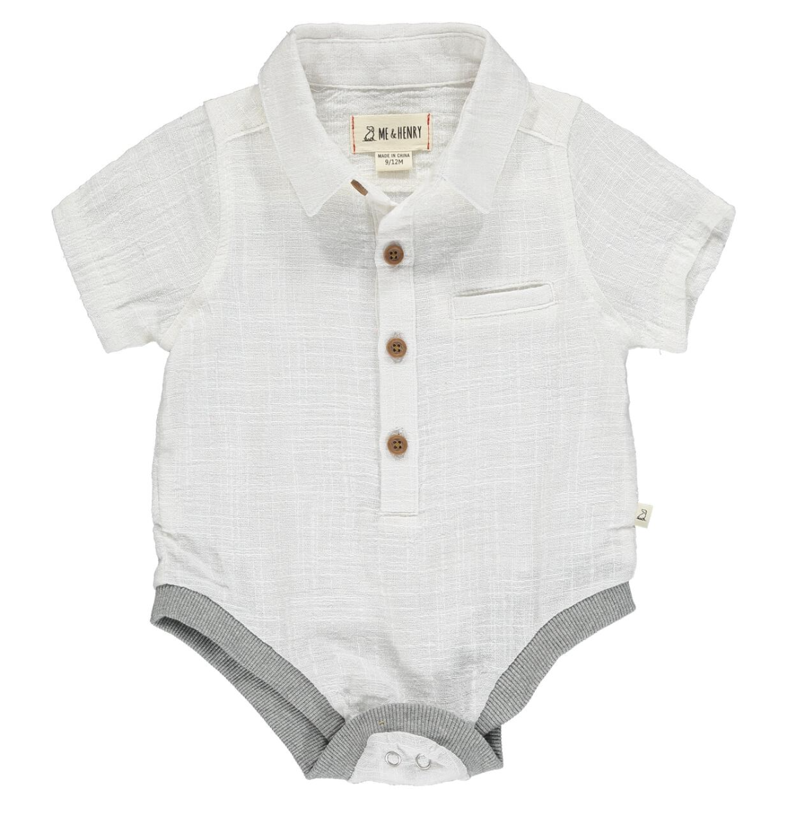 Helford White Cotton Woven Onesie