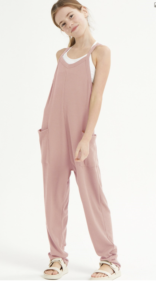 Sleeveless Thermal Jumpsuit Dusty Pink