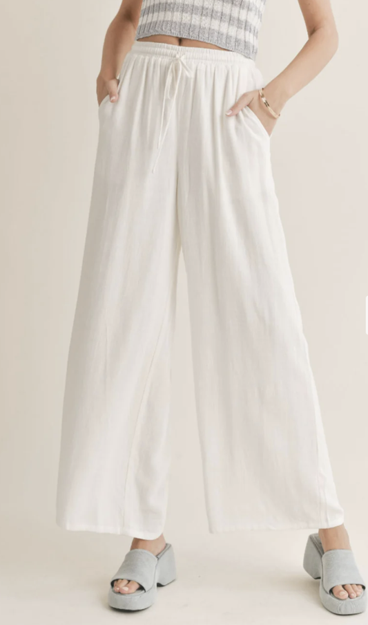 White Tween Sugarloaf Elastic Waist Pants