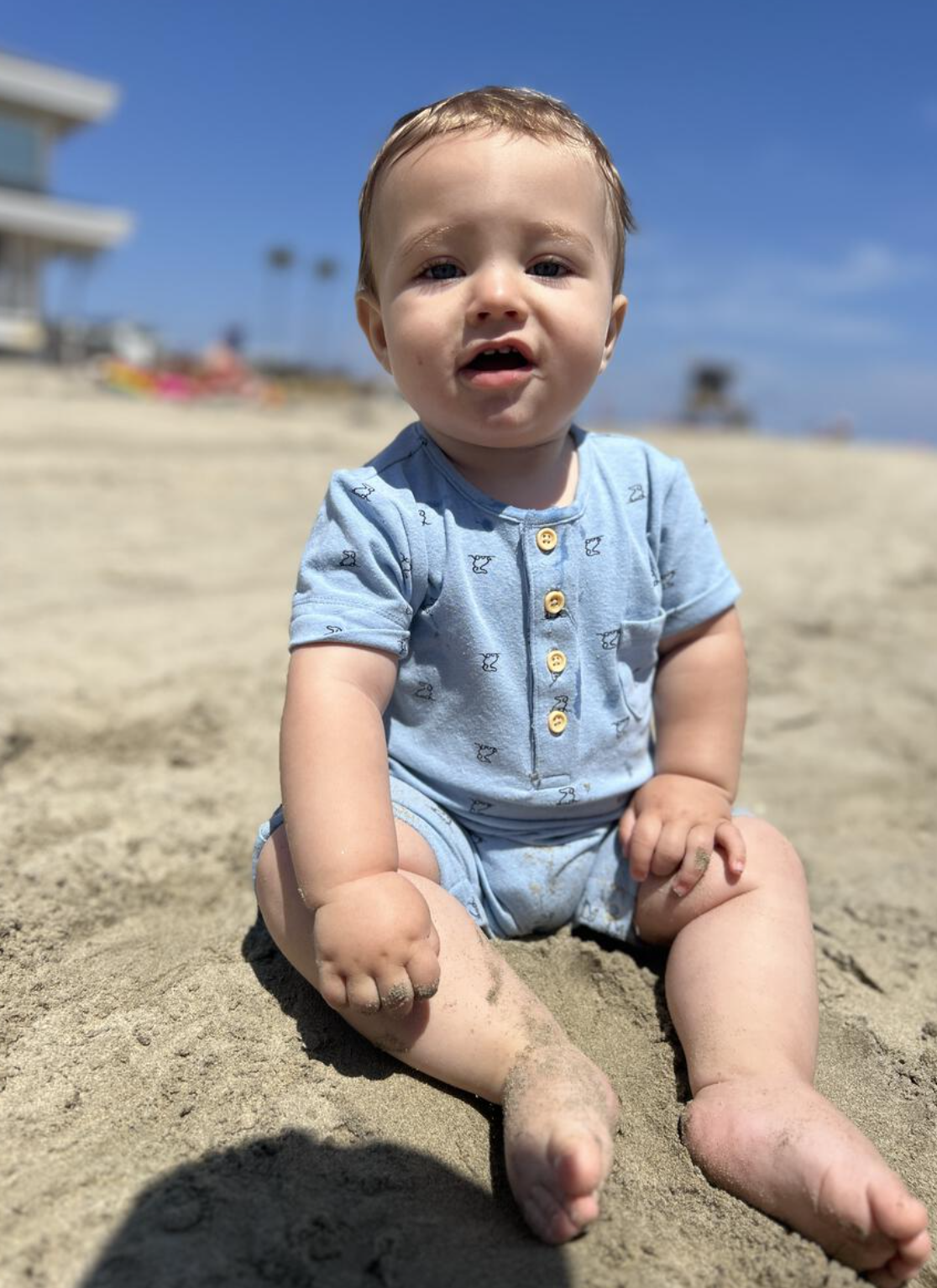 Martingale Blue Henley Henry Romper