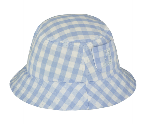 Blue plaid woven hat