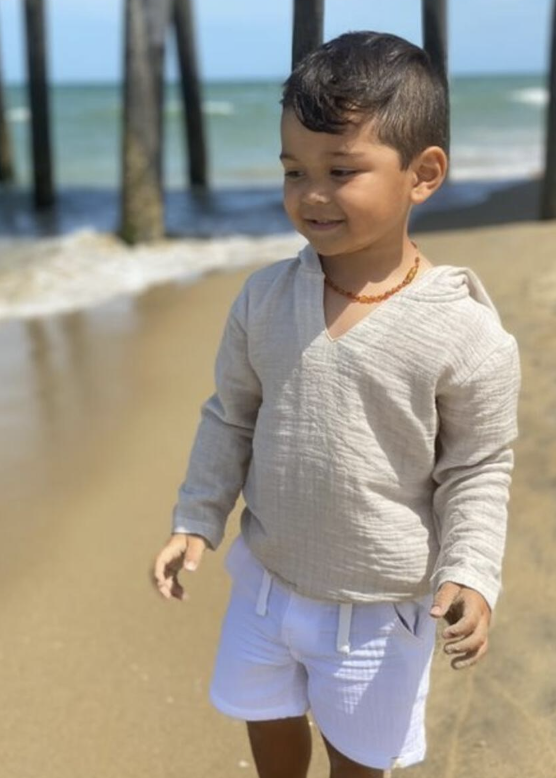 St. Ives  Gauze Hooded Top Stone