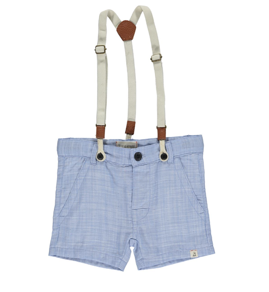 Captain Blue Heathered Shorts w/Removable Suspenders