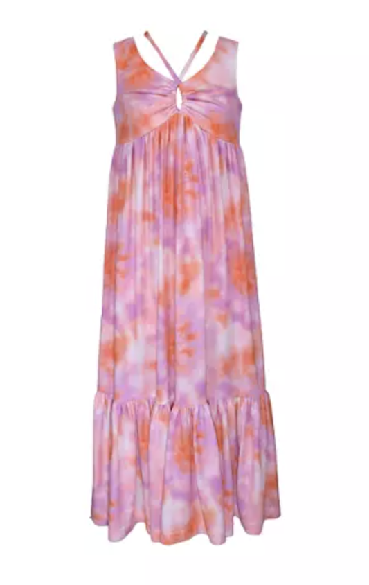 Sleeveless Tie Dye Knit Maxi Dress