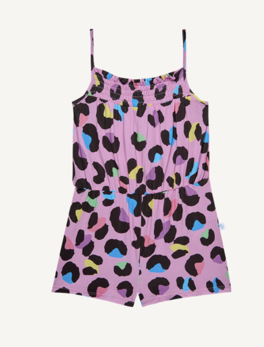 Electric Leopard Smocked Spaghetti Jumpsuit