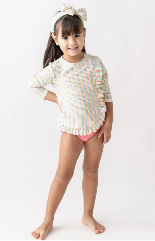RB Rainbow Seersucker LS RashGuard 2pc Set