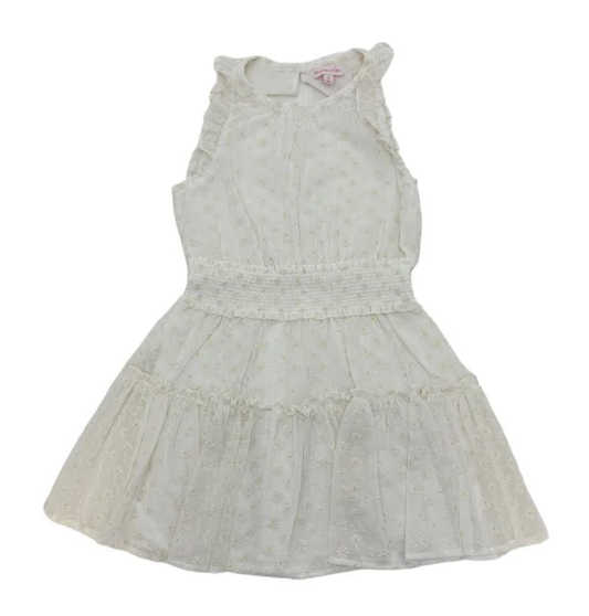Ivory Eyelet Smock Waist Dress