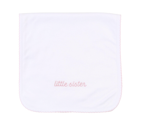 Little Sister Emb Burp Cloth