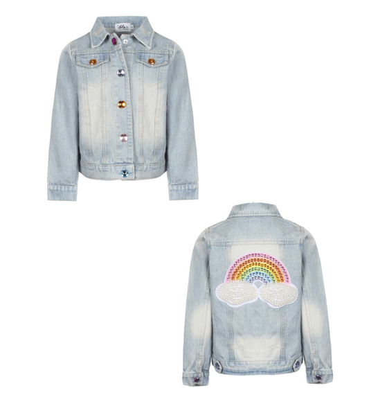 Lola & the Boys Rainbow Pearl Denim Jacket