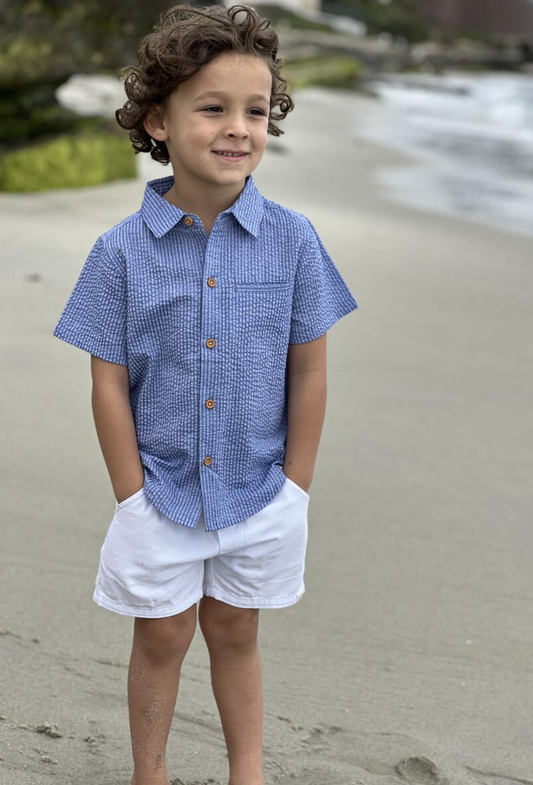 Newport Navy Seersucker Woven Shirt