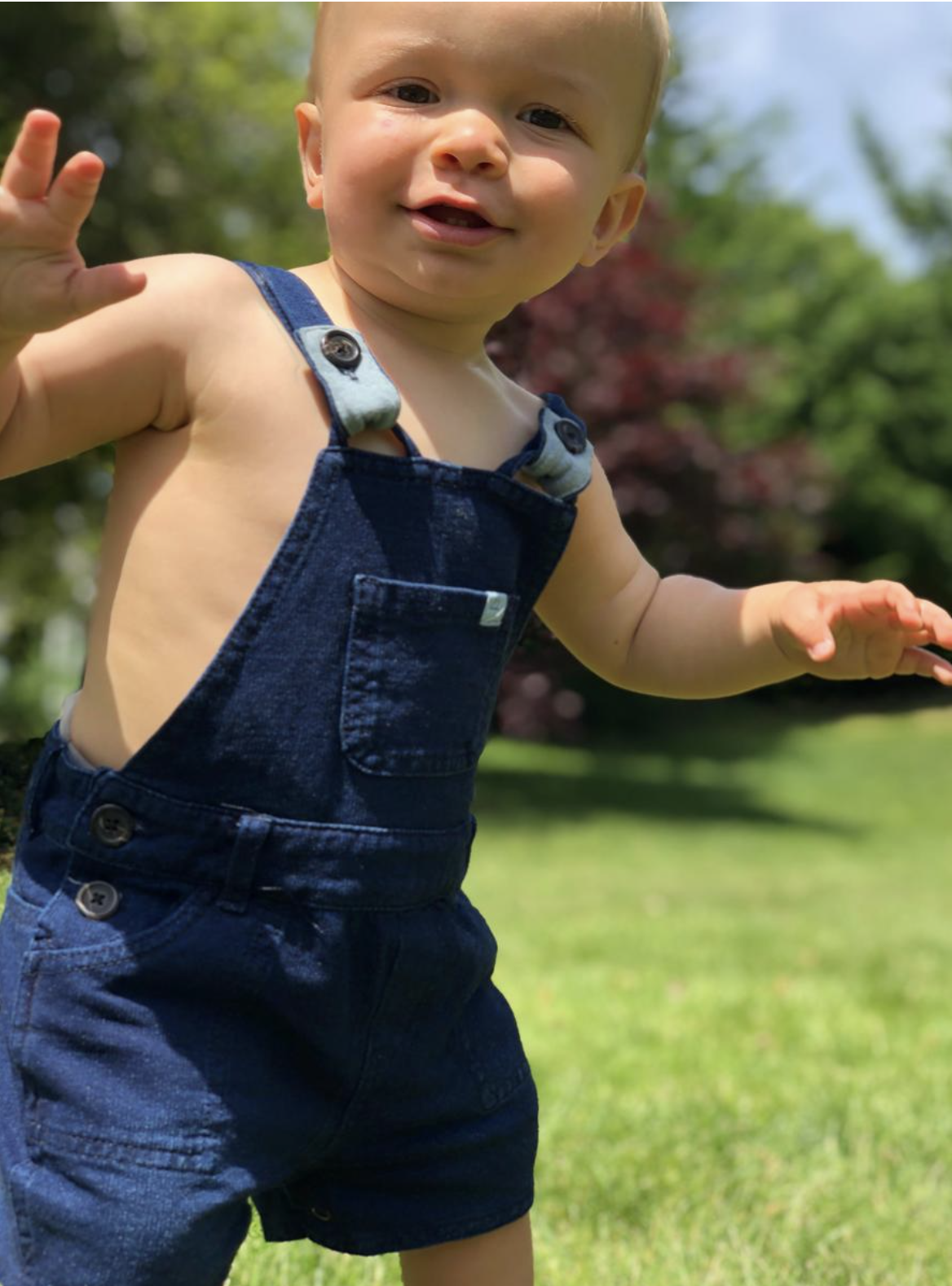 Jonty Navy Denim Effect Shortie Overalls