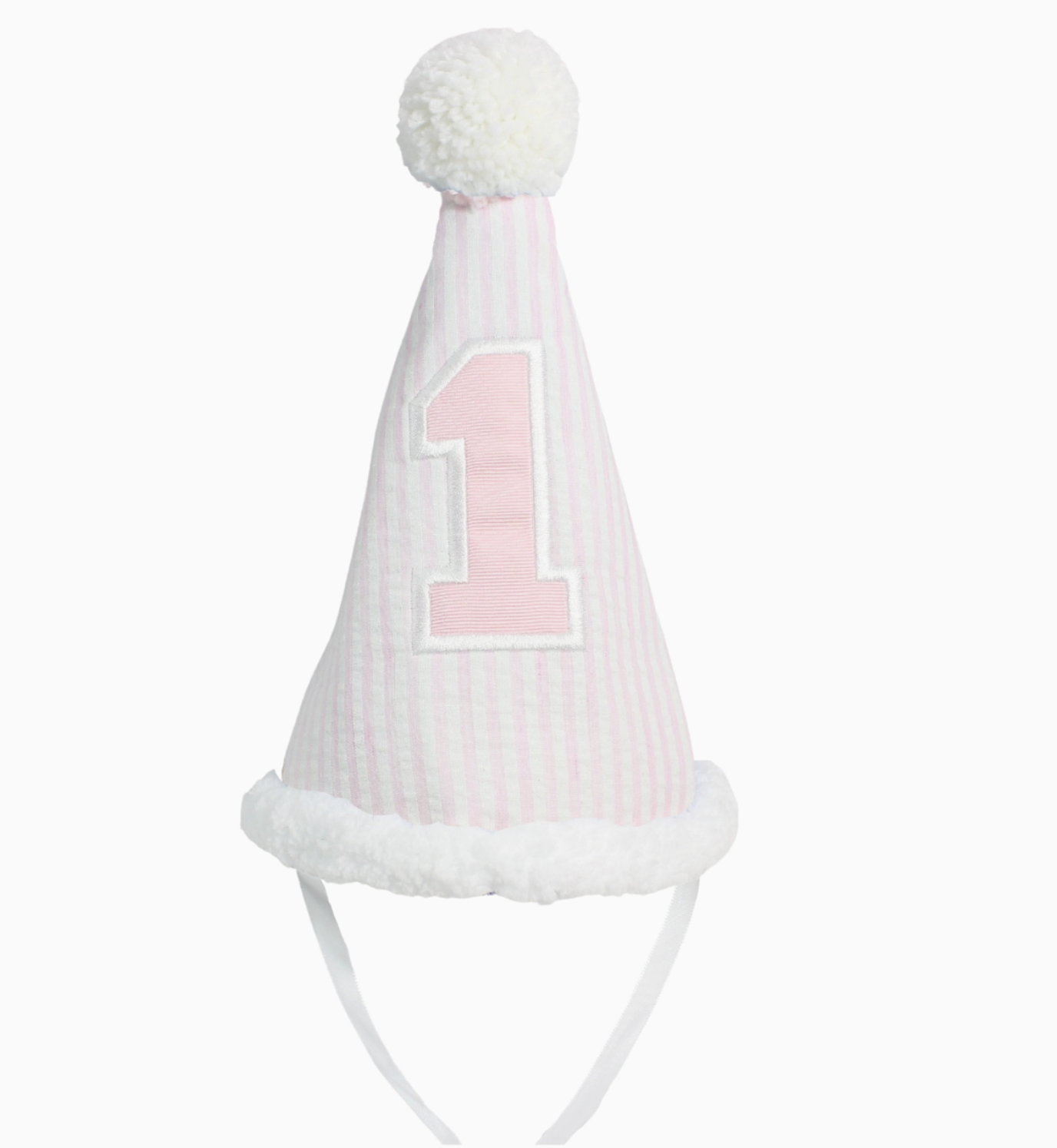 Lt Pink Seersucker/Lt Pink Number Bday Hat