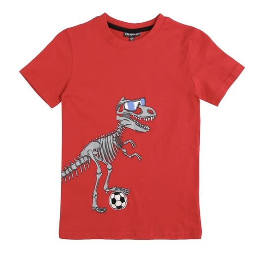 Soccer Dinosaur Red Tee